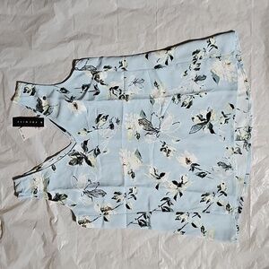 Premise Light Blue Floral Print Sleeveless Top Women's Size XS New